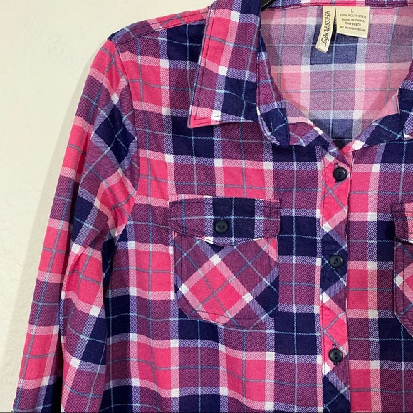 Passport sz:L Pink Plaid Button Down Top Long Sleeve - Picture 4 of 14